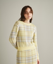 チェックニットトップ