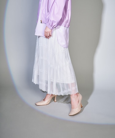 チェックチュールプリーツスカート