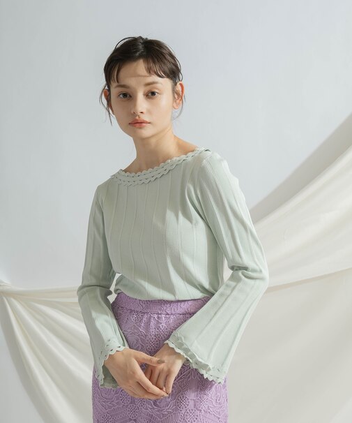 ウェーブリブニットトップ