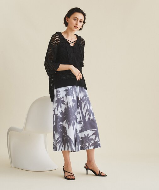 リネンコットンプリントパンツ