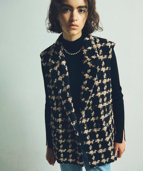 グレースコンチネンタル　フェザーチェックツイードジレ　グレースクラス フェザーチェックツイードジレ｜グレースコンチネンタルの通販