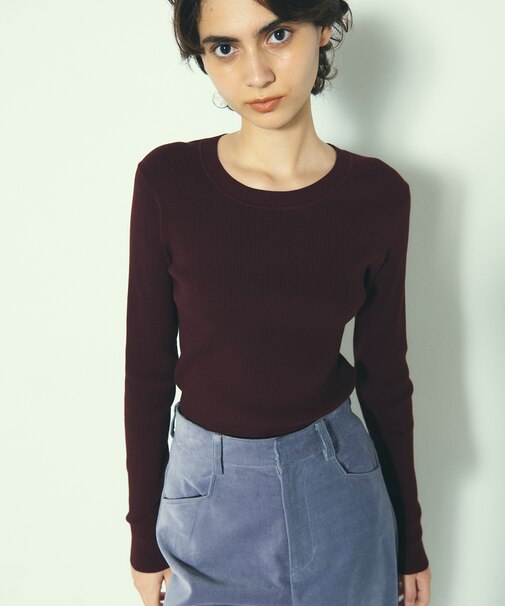 リブクルーニットトップ