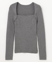 スクエアネックリブトップ