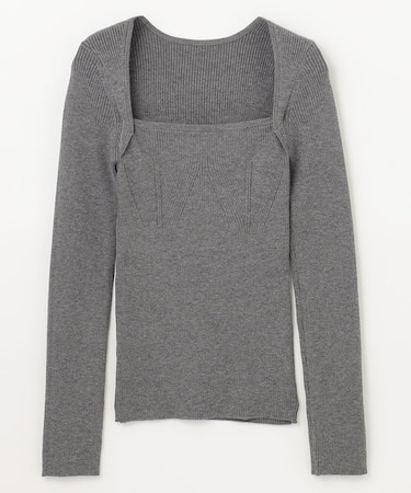 スクエアネックリブトップ