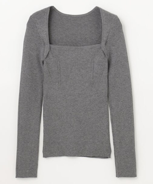 スクエアネックリブトップ