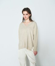 ラメVネックニットトップ