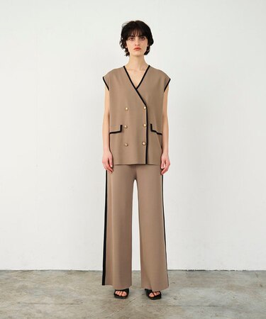 バイカラーニットパンツ