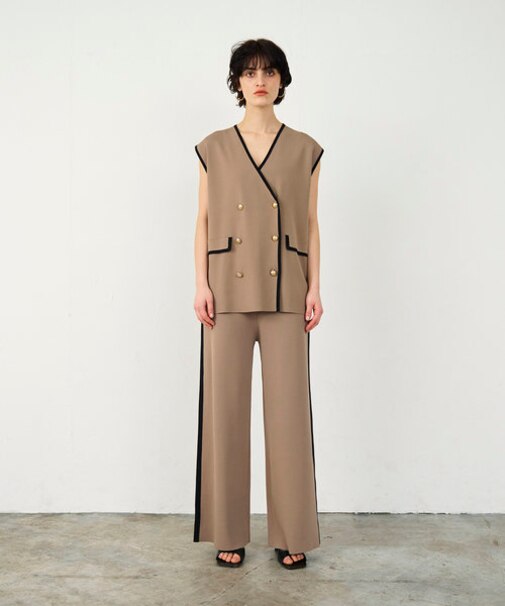 バイカラーニットパンツ