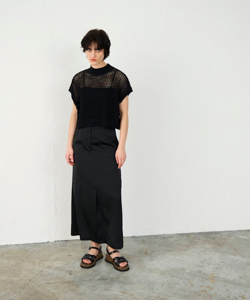 メッシュルーズニットトップ