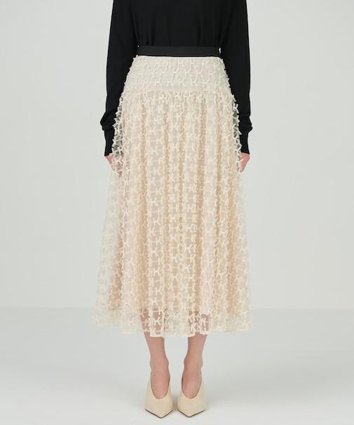 チュールリボン刺繍スカート