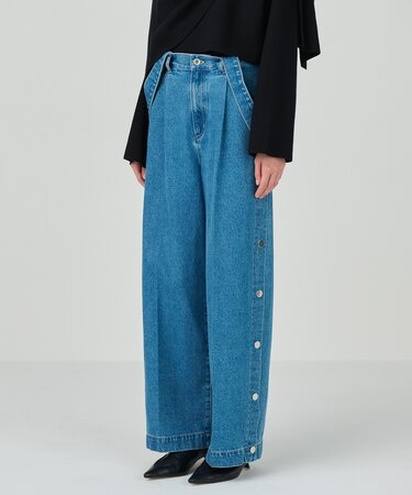 サスペンダーデニムパンツ