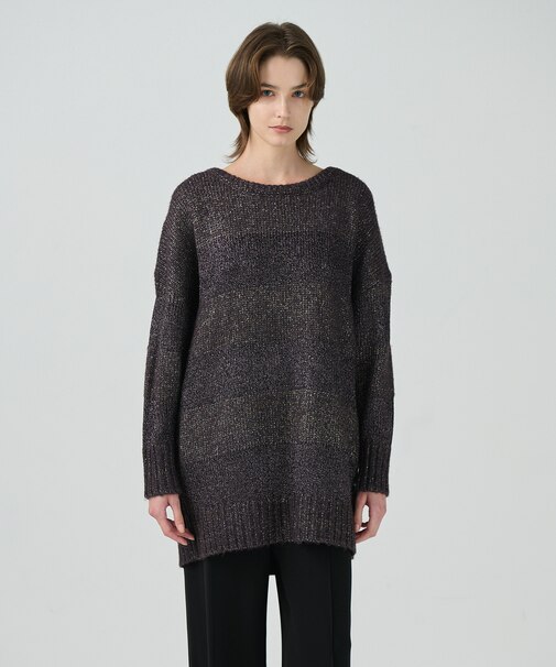 ラメボーダーニットトップ