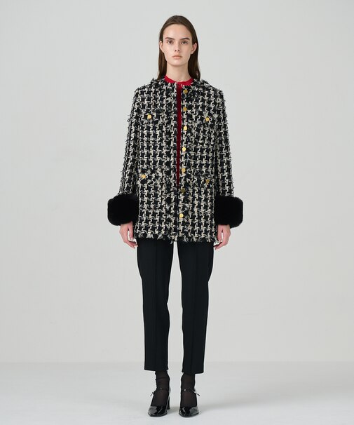 ツイードファーコート