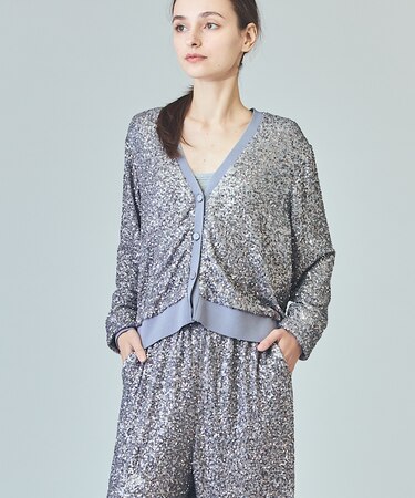 スパンコールニットカーディガン