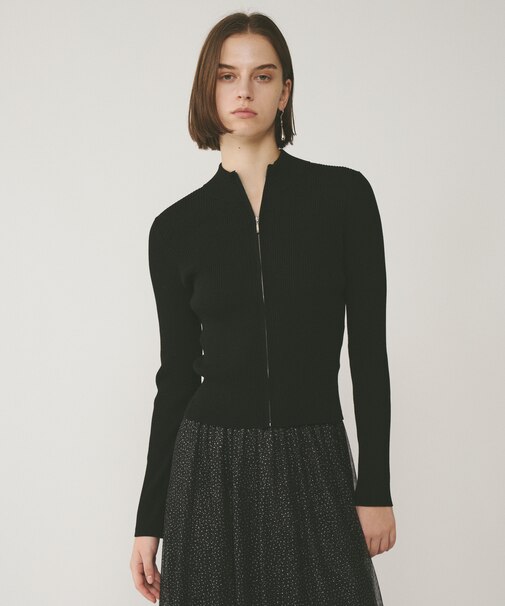 リブニットzipトップ