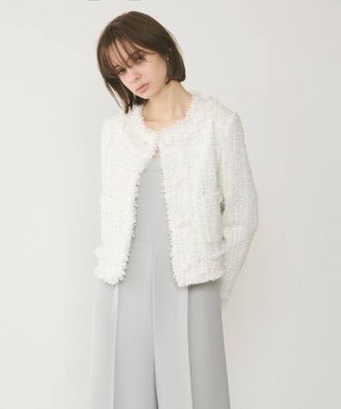 フリンジツイードジャケット