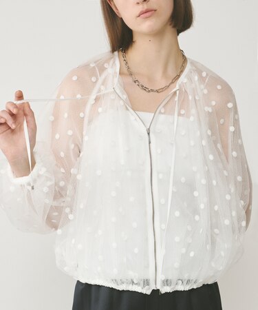 チュールノーカラーブルゾン