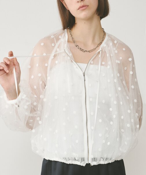 チュールノーカラーブルゾン