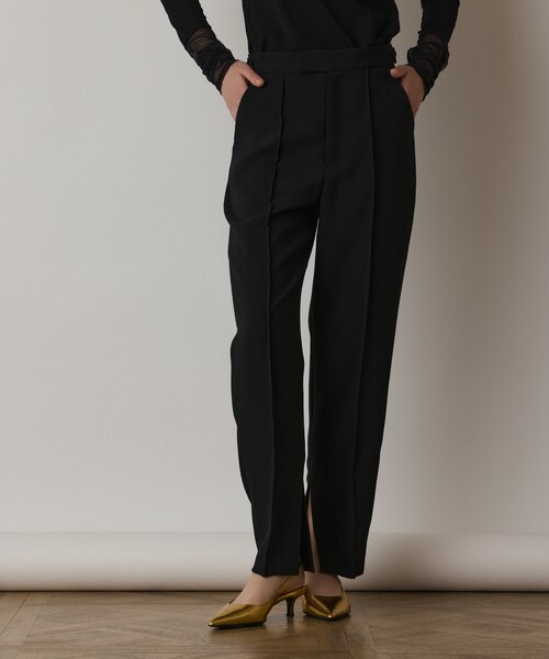 josemoon スリットスリムパンツ SLIT SWEAT PANTS with PEARL(36 BLACK): JOSEMOON: WOMENS