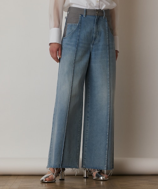 コンビデニムワイドパンツ