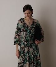 フラワープリントカフタンドレス