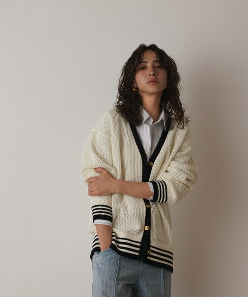 メッシュラインニットカーディガン