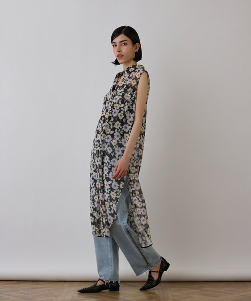 フラワーロングシャツ