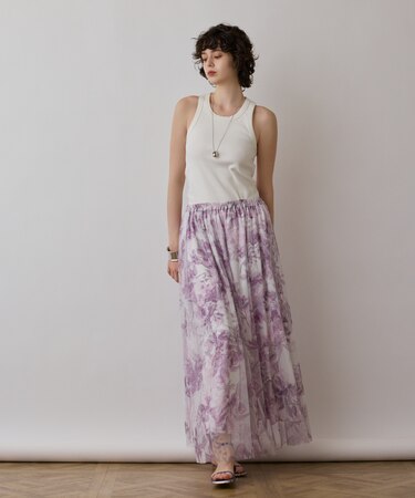 シャドーフラワープリントスカート