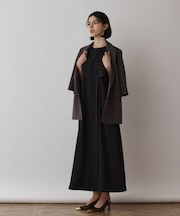 サテンレイヤードワンピース