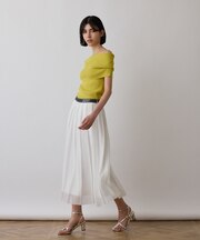 オフショルリブニットトップ