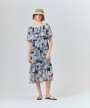 シフォンプリントドレス
