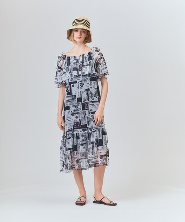 シフォンプリントドレス