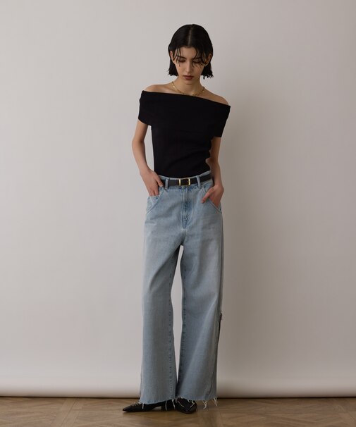 サス付zipデニムパンツ