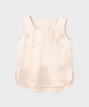 サテンノースリーブトップ