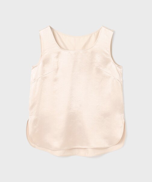 サテンノースリーブトップ