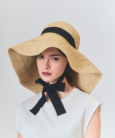 N.H Paris  ラフィアリボンハット