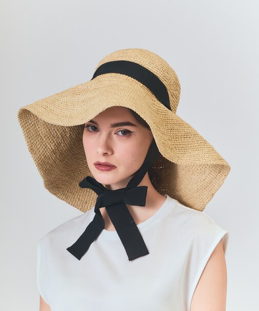 N.H Paris  ラフィアリボンハット