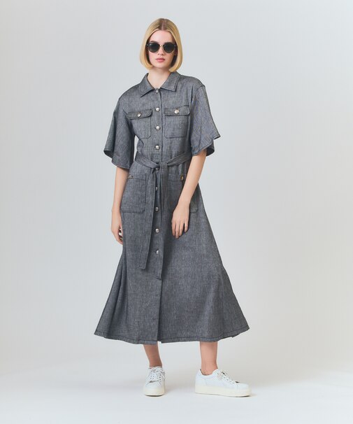 リネンデニムライクワンピース
