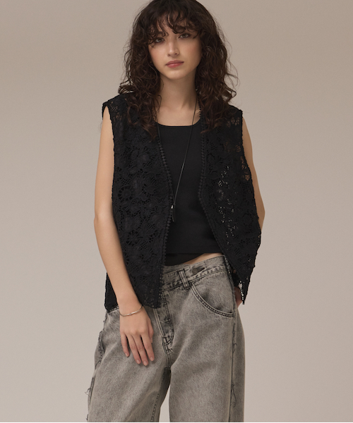 リネン混ツイルジレ｜グレースコンチネンタルの通販｜&mall（アンド