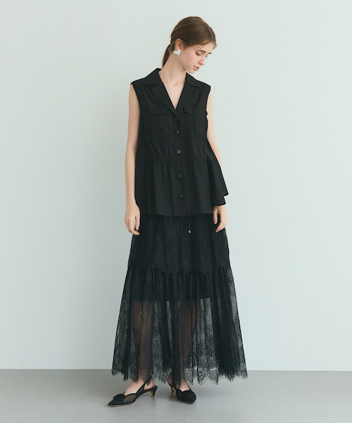 リネン混ツイルジレ｜グレースコンチネンタルの通販｜&mall（アンド