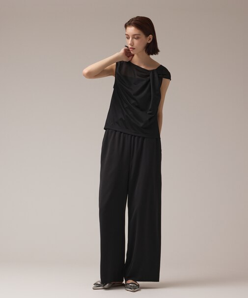 サテンワイドパンツ