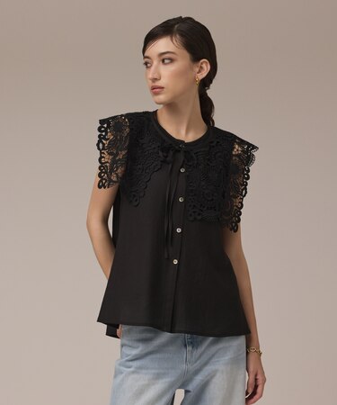 パターンレースカラーブラウス