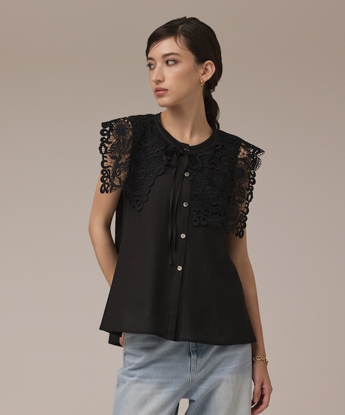 パターンレースカラーブラウス