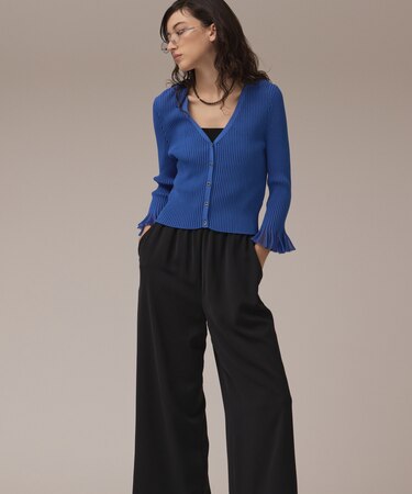 シアーフリルニットカーディガン