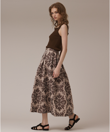 ダマスクジャガードタックスカート