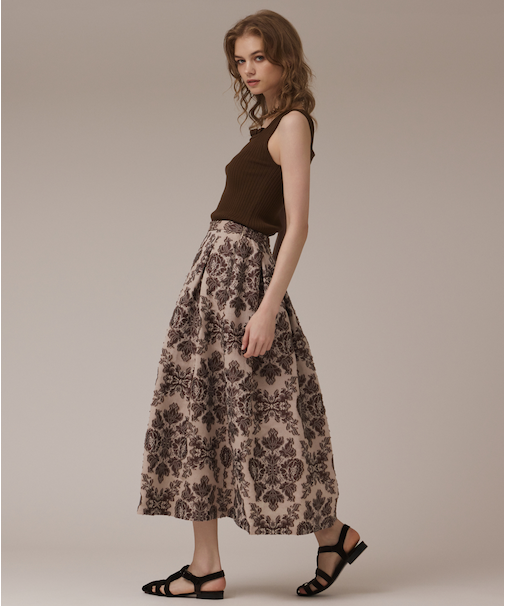 ダマスクジャガードタックスカート