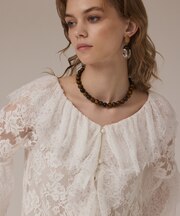 レースコンビフリルブラウス