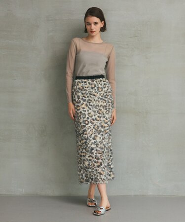 フェザーレオパードスカート