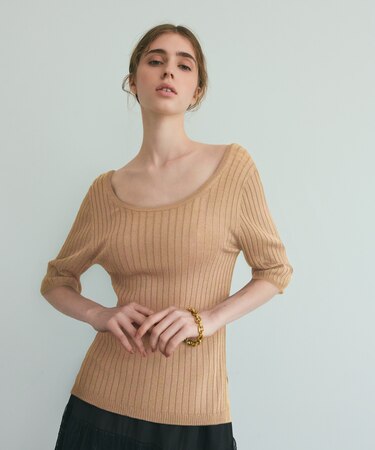 リブニットトップ