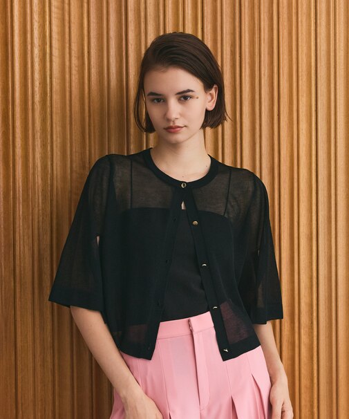 ニットシアーケープカーディガン